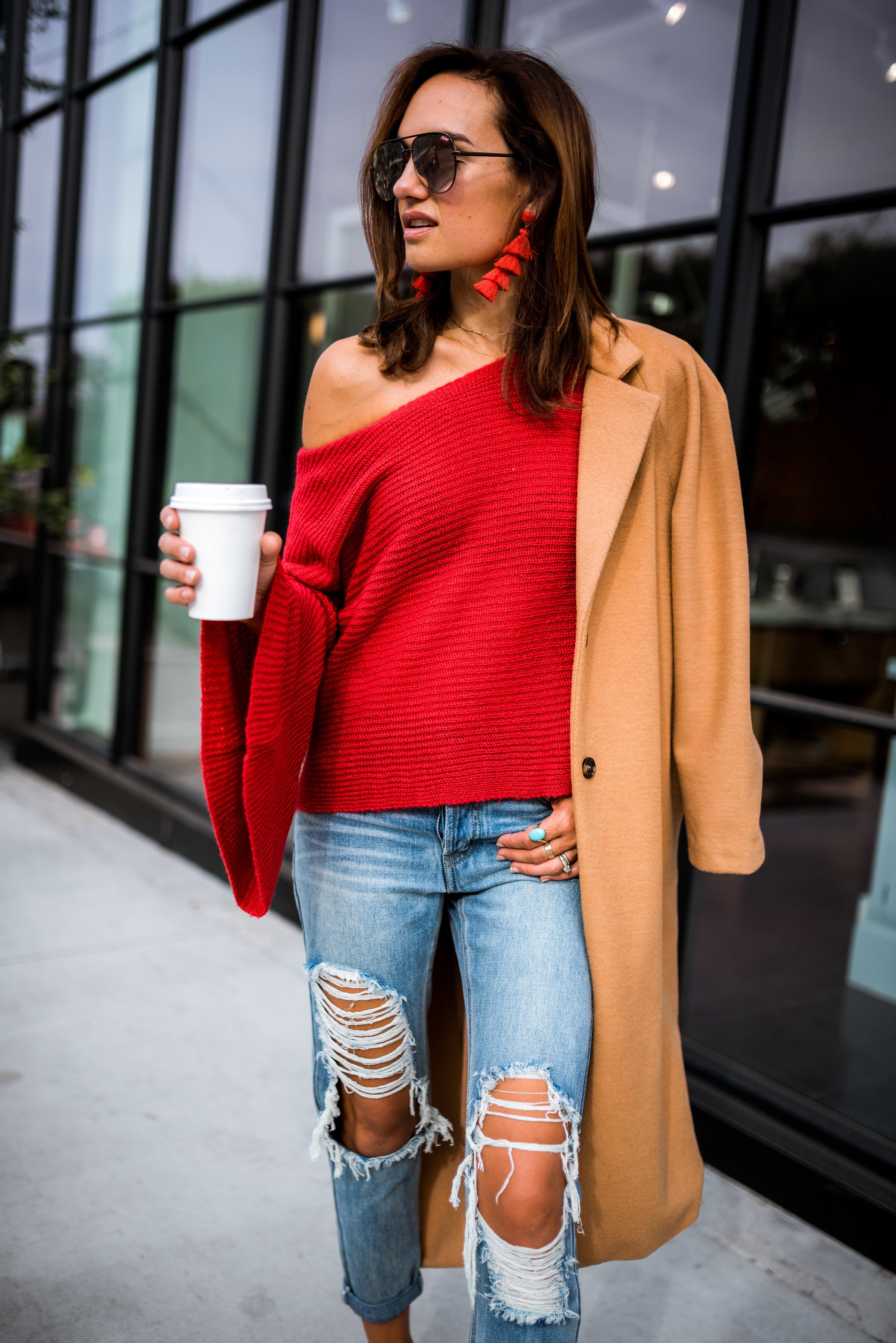 Red sales camel sweater